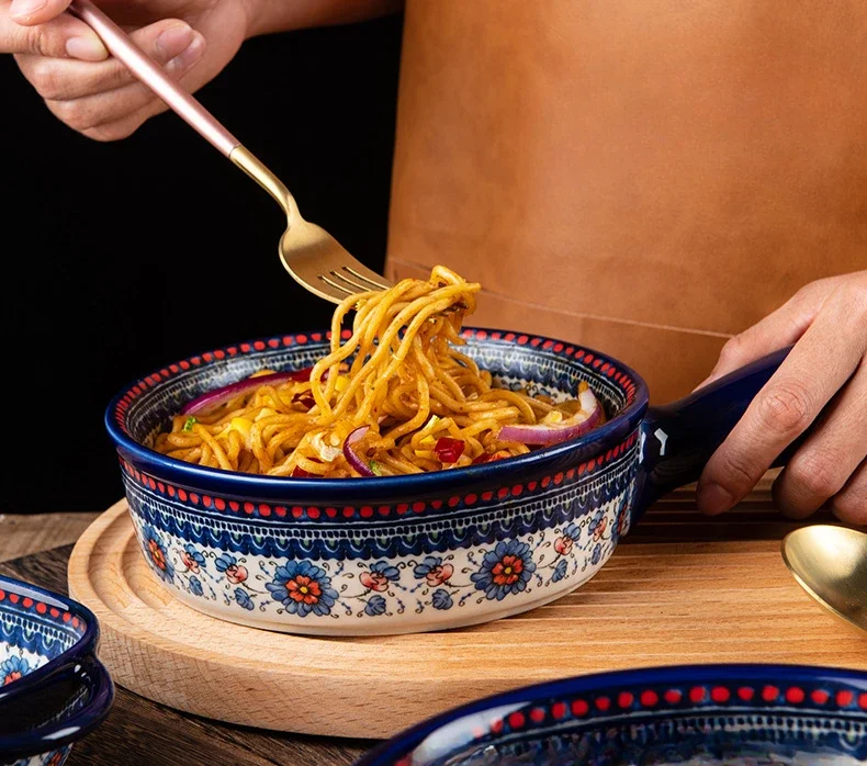 Ceramic Noodle Bowl and Bread Pan - Cooking Accessories and Bakeware Tray