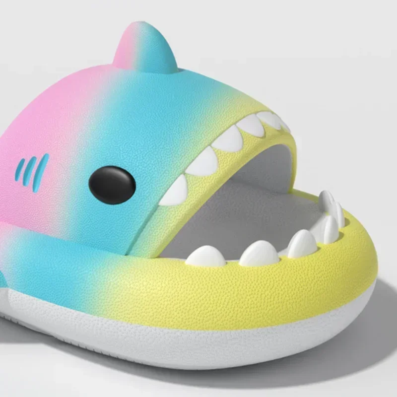 Children Boy's and Girl's Shark Gradient Outdoor Beach Pool Shower Shoes Thick Sole and Deep Heel Footbed Antiskid Shoes kids slippers