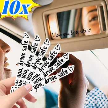 Car Rearview Mirror Sticker I Love You Drive Safe Messaging Decal Black PVC Self Adhesive Auto Truck SUV Decoration 11x2cm Gift 1