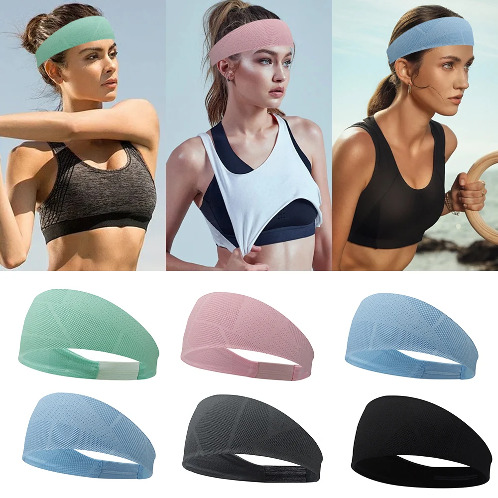 Breathable Mesh Hairband Outdoor Sport Fitness Absorb Sweat Headband Light Men Women Yoga Exercise Sweatband Elastic Hair Bands 2022 pu girls casual mesh solid pink light boys white hook