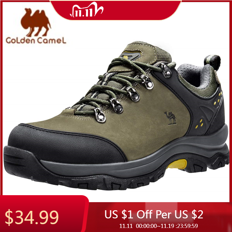  GOLDEN CAMEL Hiking Shoes for Men Waterproof Outdoor Low-top Hiking Boots Leather Men's Trekking Shoes Walking Male Sneakers New 