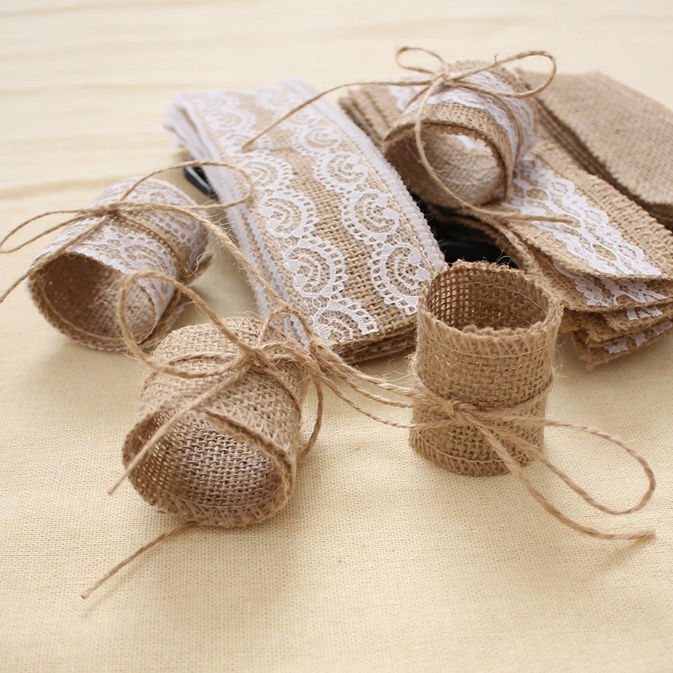 

Set of 50 Factory Direct Natural Burlap Tables Napkin Ring with Jute Rope Disposable Burlap Napkin Band Bulk Wedding Dinner Part