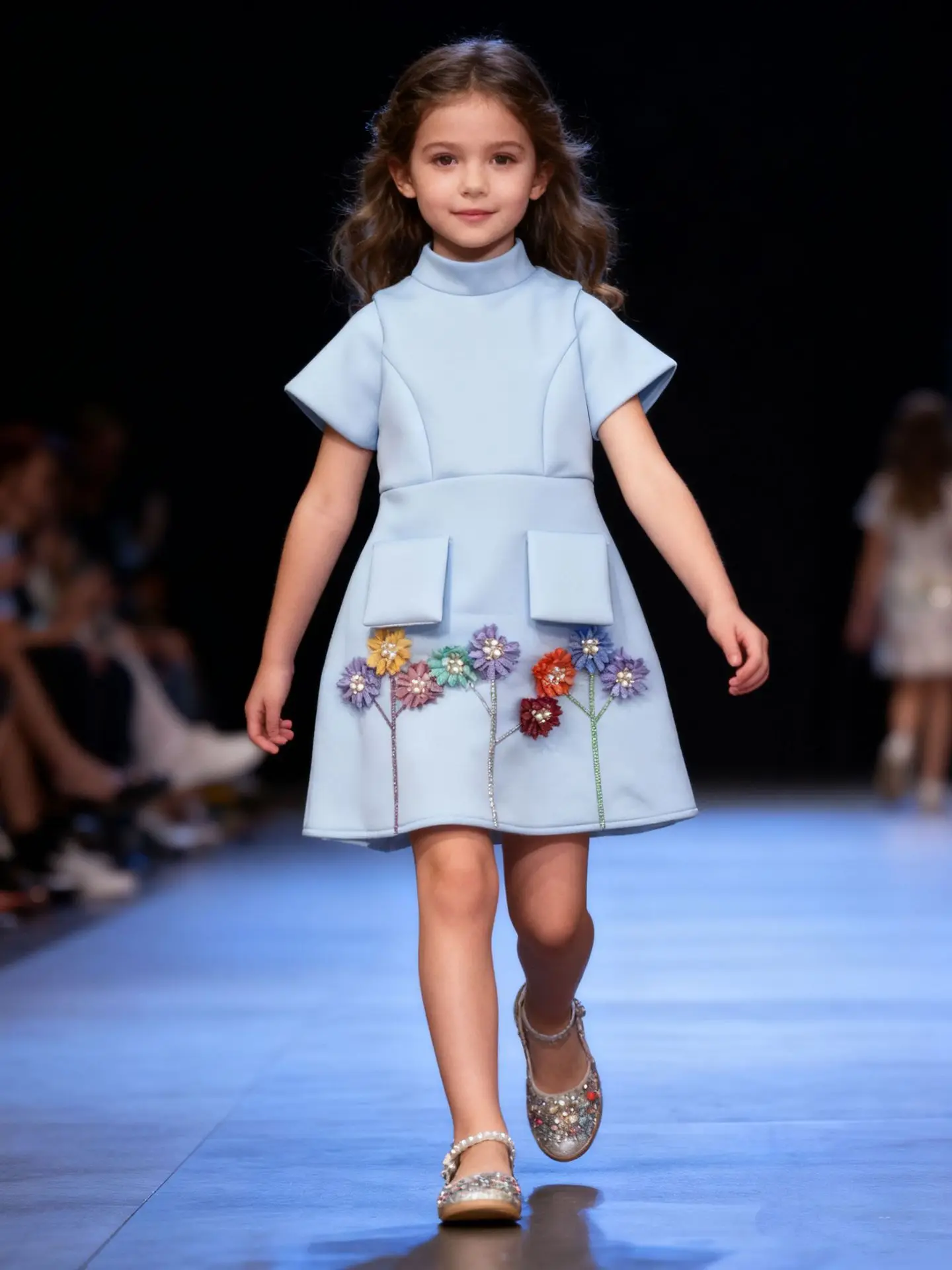 ملابس أطفال جديدة لربيع وخريف 2025 فستان جميل فستان بناتي مزين بالزهور القطنية