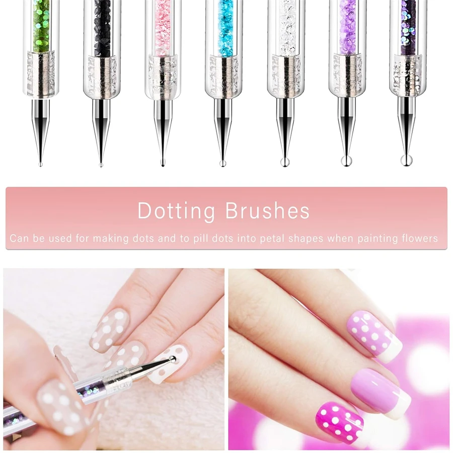 9PCS Acrylic Gel Nail Art Brush Set for Nails,Manicure Brush Tools Kit for Home Professional Salon,Nail Liner Brush and Dotting 4