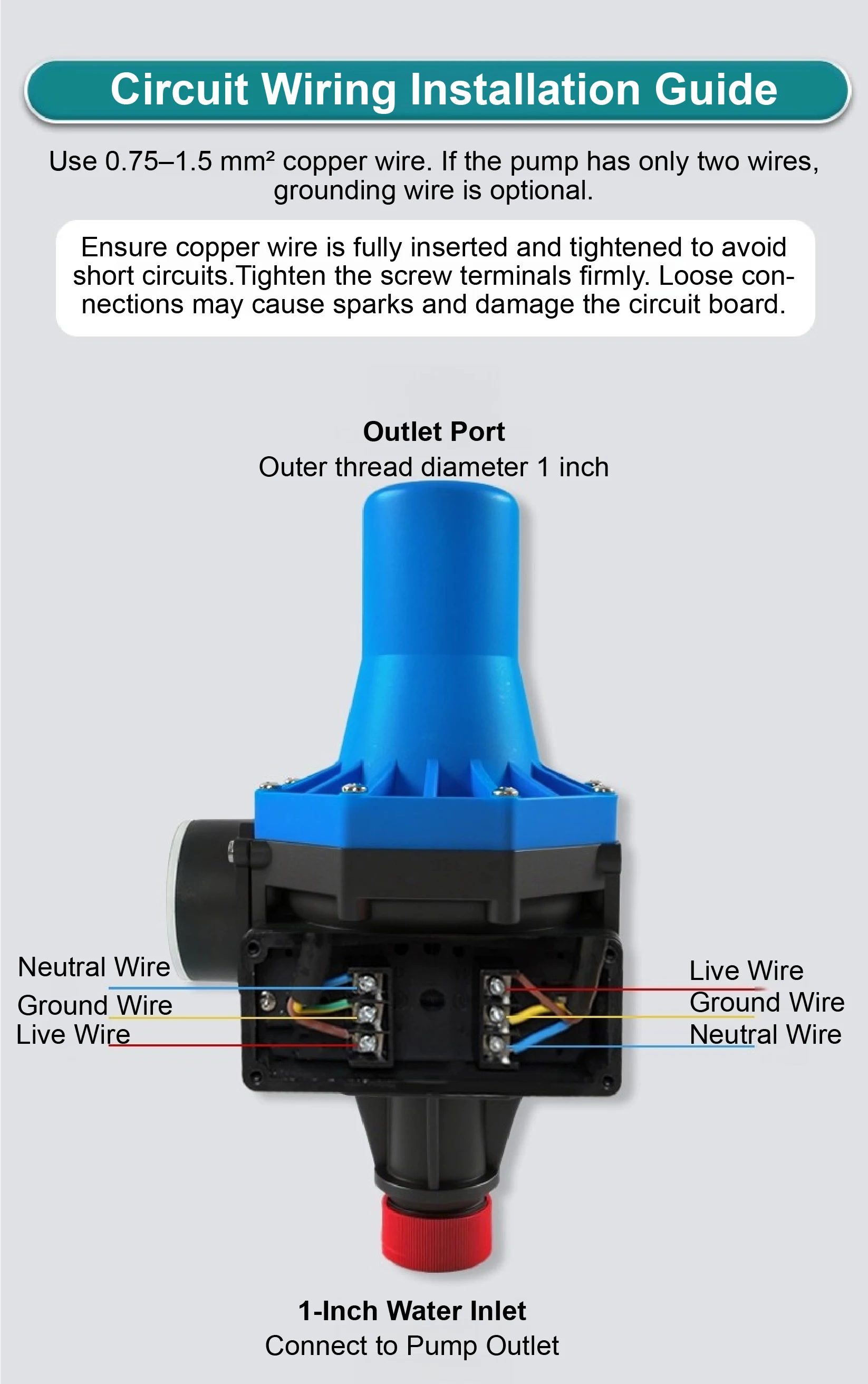 PS03 Air Source Heat Pump Pressure Switch Pump Automatic Booster Pump Controller