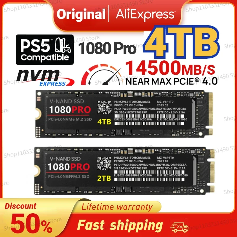 

1080PRO SSD M2 NVME 512GB 1TB Ssd M.2 2280 PCIe 4.0 Plus SSD Nmve M2 Hard Drive Disk Internal Solid State Drive for Laptop PS5