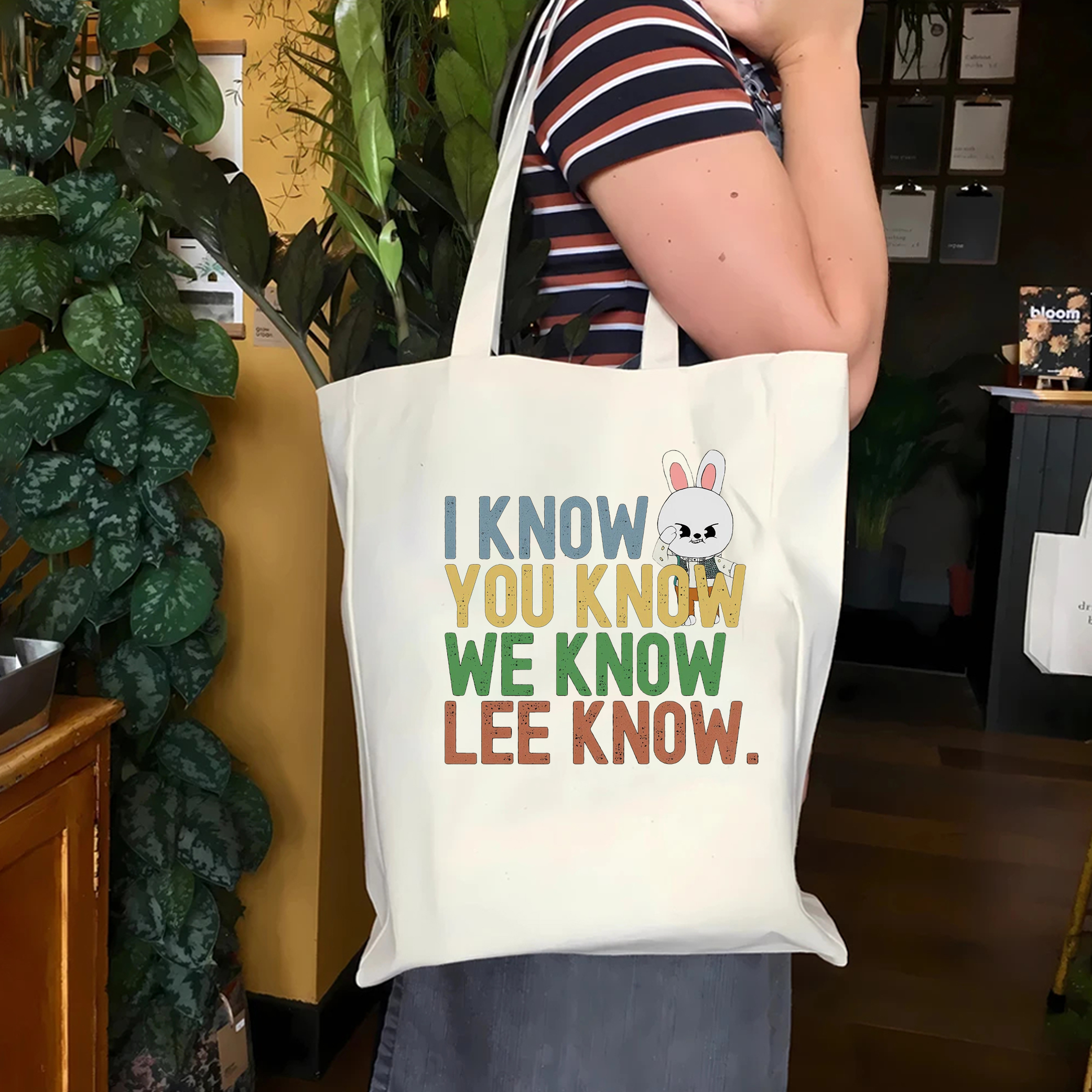 I Know You Know Lee Know Stray Kids Women's tote bag Funny Skzoo Leebit Lee Know Cosmetic bag Skzoo shoulder bag Kpop merch
