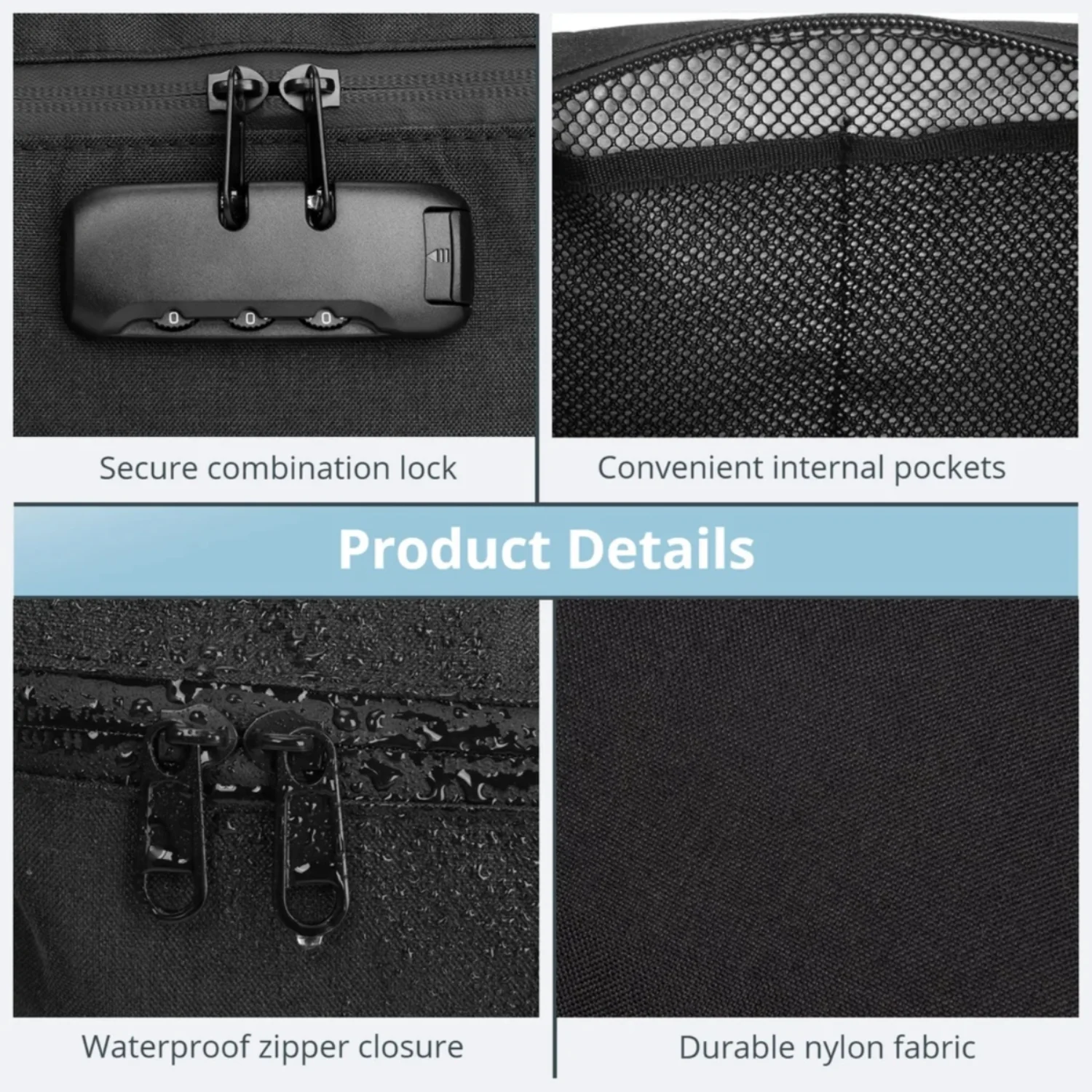 1Pc Smellproof With Combination Lock Waterproof Accessories Carrying Portable Travel Pouch Large Organizer Case
