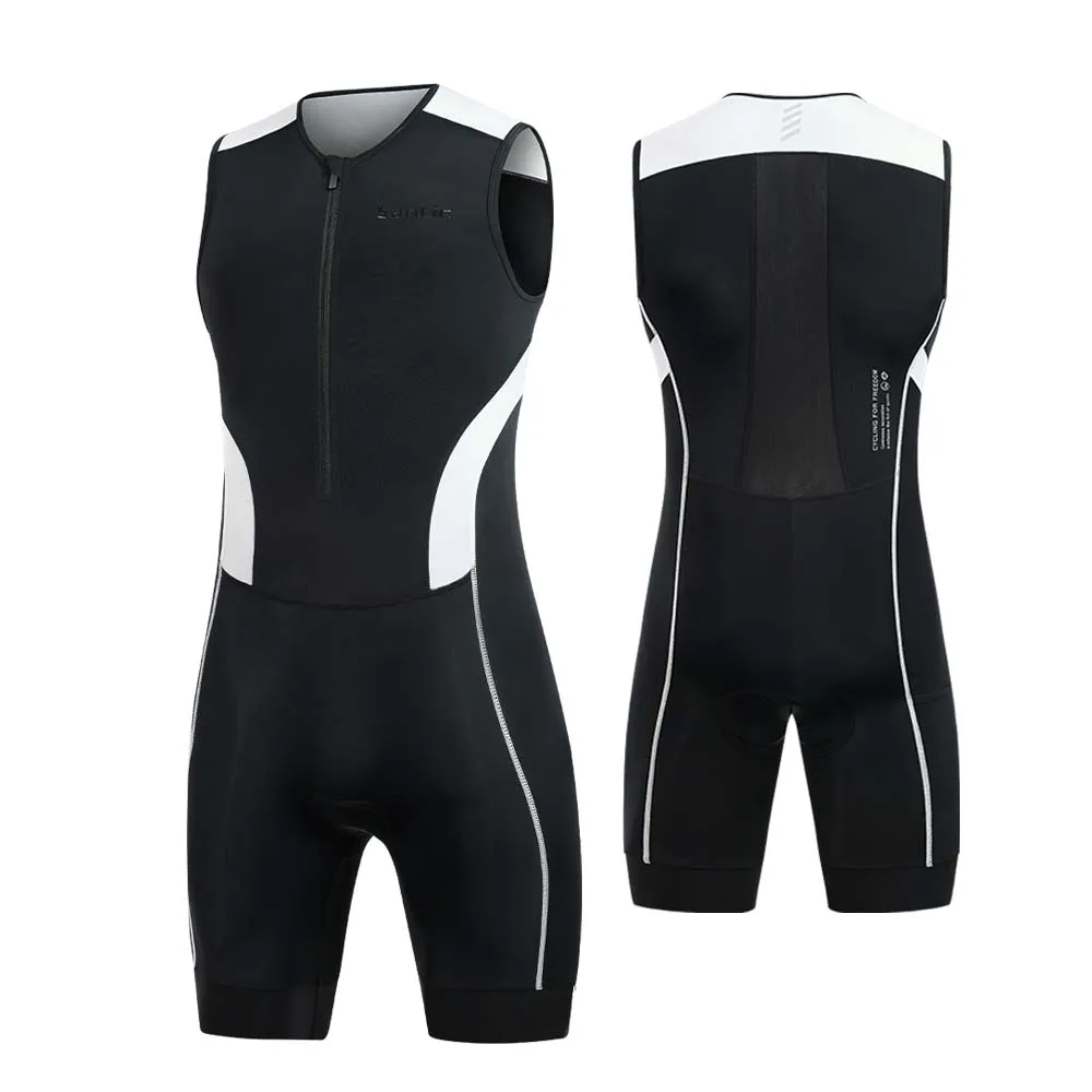 Men's Triathlon Cycling Suits Sleeveless Sponge Padded Quick-Drying for Running Swimming Triathlon KM25C03028