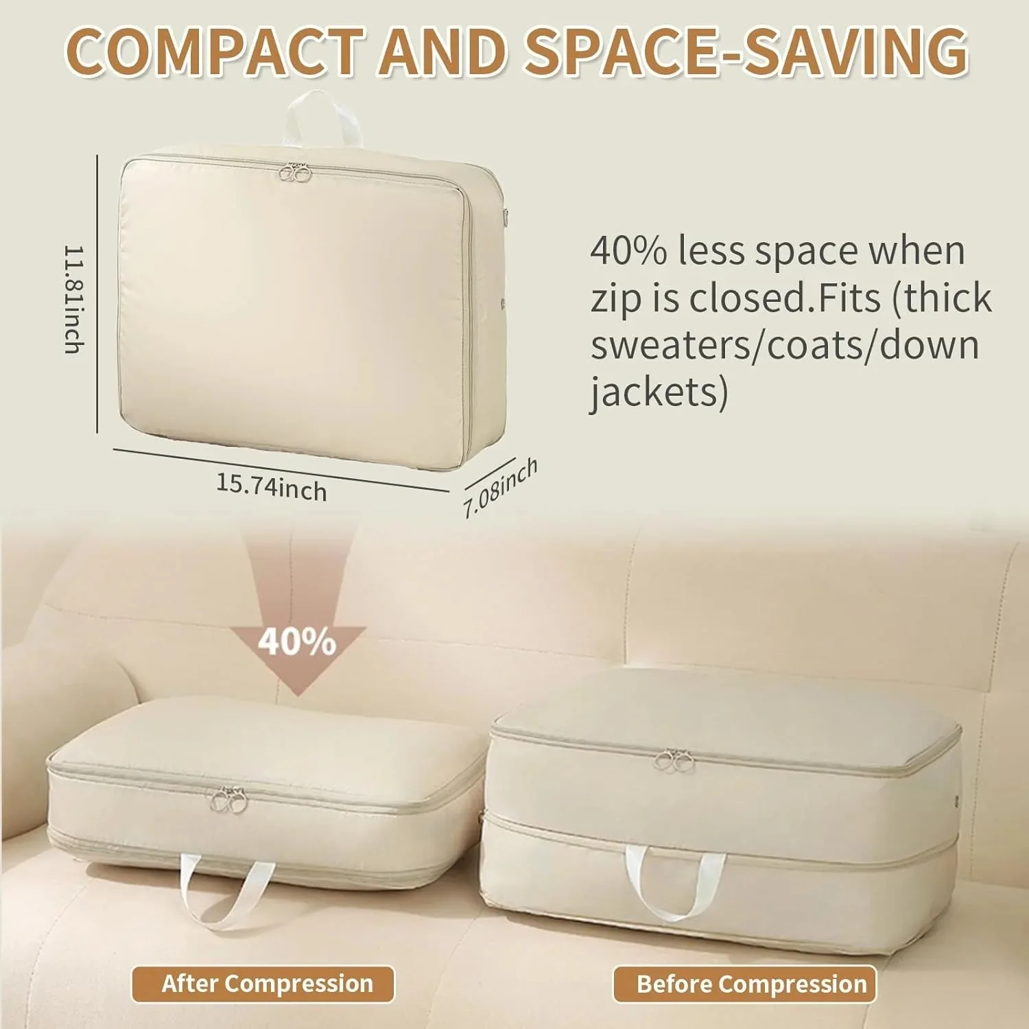 1/2PCS Zipper Compression Bag,Duvet Storage,Household Clothing Quilt Blanket Comforter,Compress Organization,Travel Suitcase Bag 4