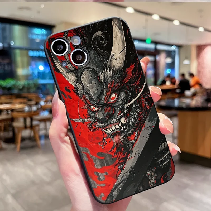 Ghost Face Samurai Shockproof Silicone Phone Case - Japan-Inspired Design