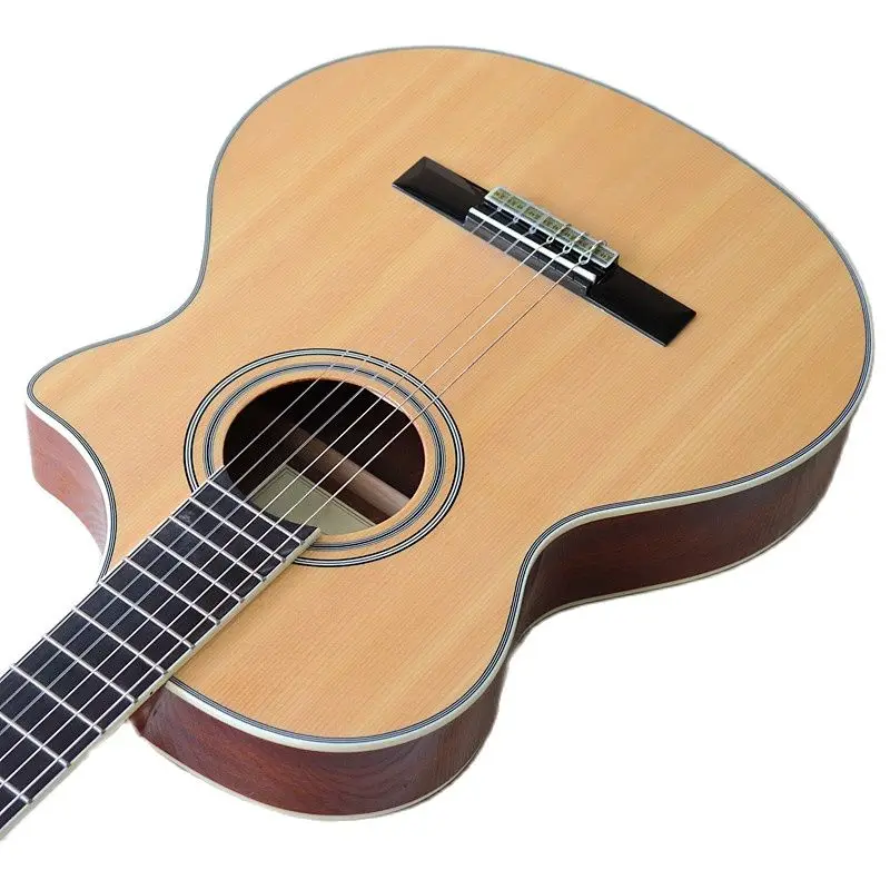 High Quality Acoustic Thin Body Classic Guitar 39inch Gloss Solid Wood