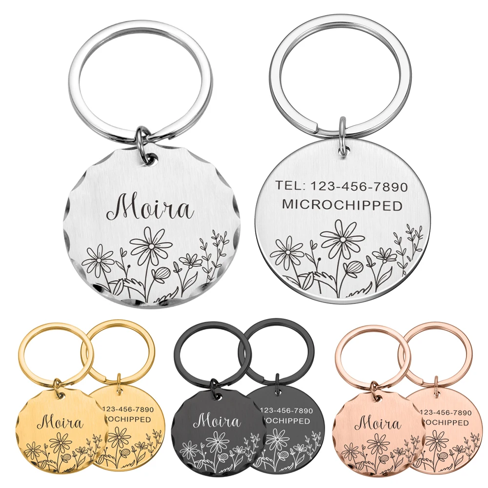 Pet ID Tags Lace Pet Dog Cat Collar Accessories Dogs Name Tags Personalized ID Tag Pendant Customized Free Engraved Anti-lost