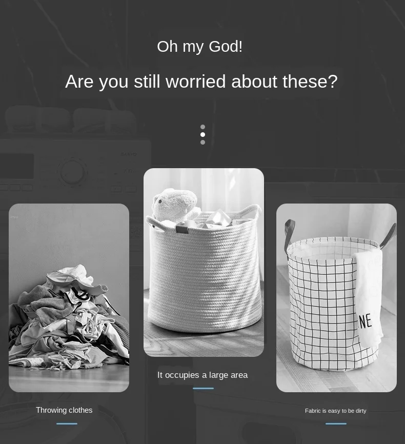 Description Picture 3 of itemUniversal Wheel Design Laundry Basket Ins Style Clothes Storage Hollow-Out Design-Household Classification Laundry Solution