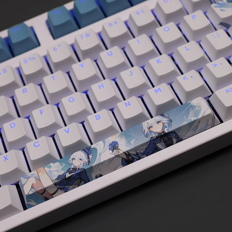 Chaves Conjunto Focais de Impacto Genshin Keycap Pbt Tintura Subbed Backlit Keycaps Anime Gaming Key Caps para Ansi 61 87 104 108 Layout 108 - Imagem 6