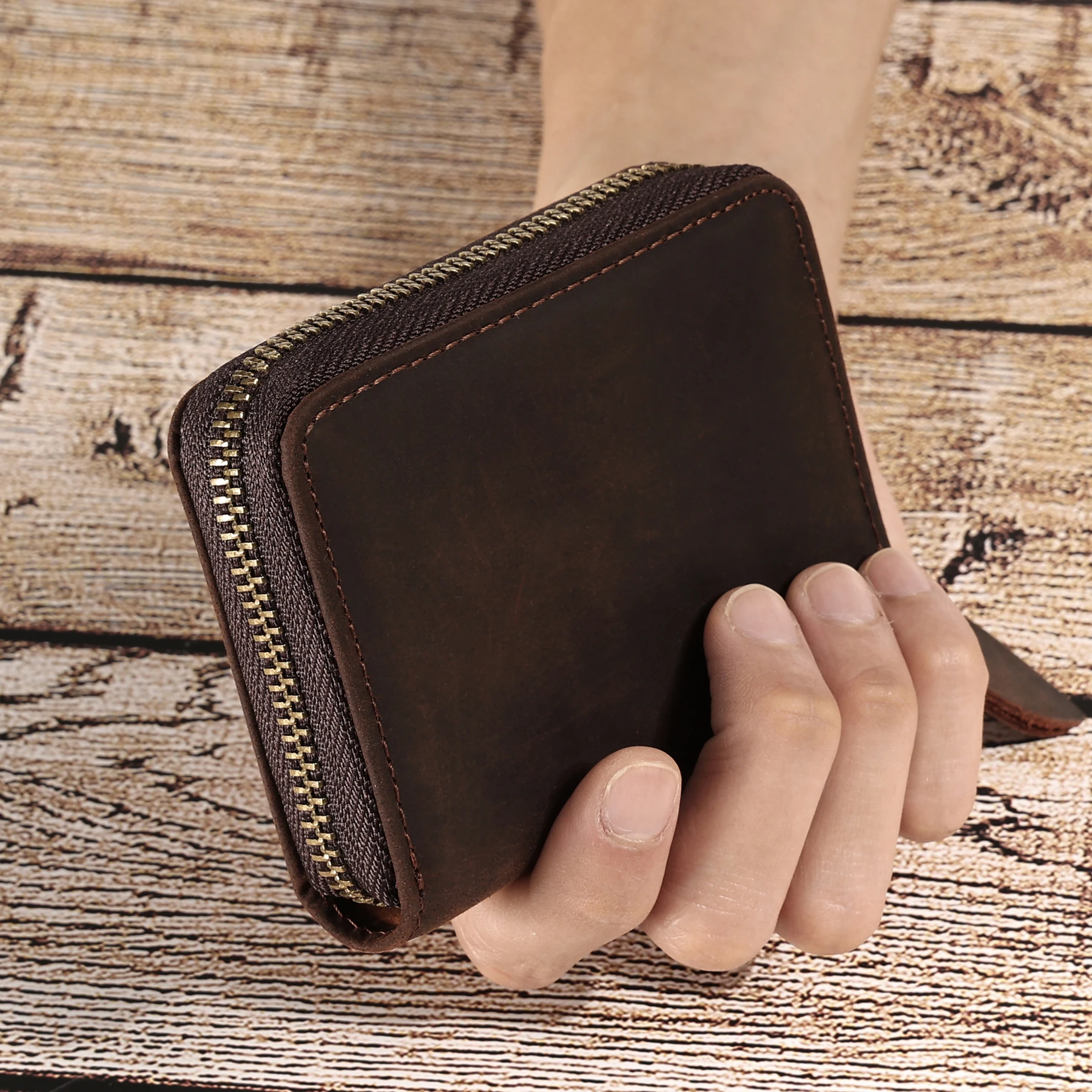 Anti Thief Rfid Leather Men Wallet Mini Card Holder