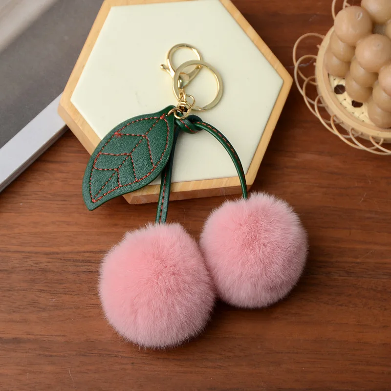 Portachiavi Pompon In Finta Pelliccia Di Coniglio Rosa | Morbido E Colorato, Charm Per Borse, Zaini E Chiavi, Regalo Carino