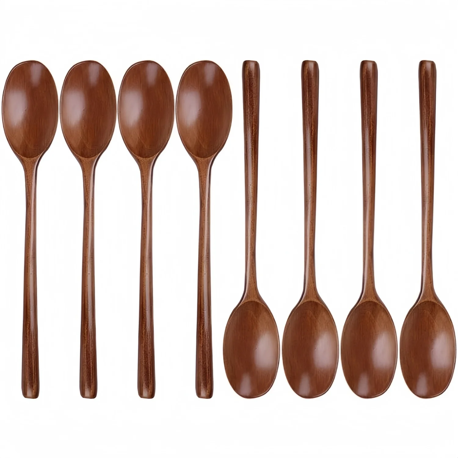 8PCS Holz Suppe Löffel Holz Schöpfkelle Löffel Set für Kochen Mischen Rühren Honig Tee Dessert Kokosnuss Schüssel Antihaft töpfe Küche – Detail 1