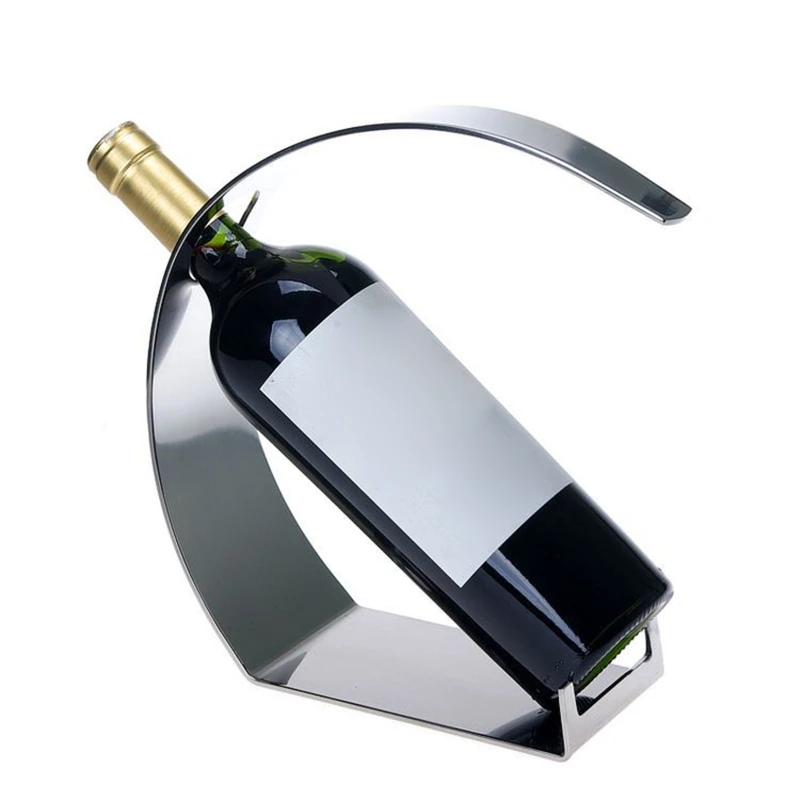 

Stainless Steel Wine Rack Single Wine Bottle Holder Countertop Racks Display