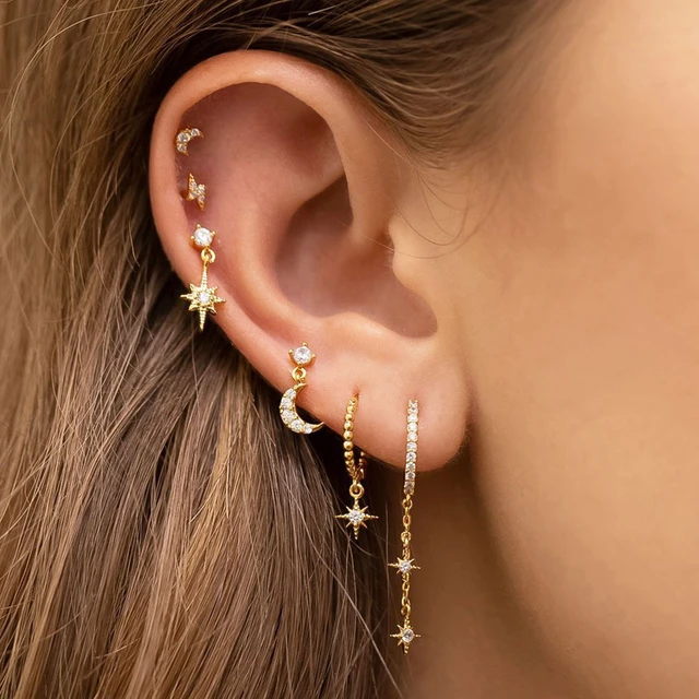 1PC Helix Tragus Piercing Hoop Earring for Women Cartilage Ear Piercing  Septum Rook Lobe Chain Hoop Earring Zircon CZ Jewelry - AliExpress