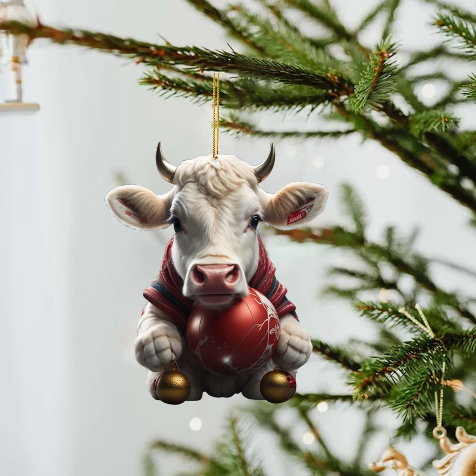 

Acrylic Christmas Tree Hanging Ornament Cartoon Fun Cow Christmas Decorations Christmas Tree Hanging Ornament Diy Decor For Room
