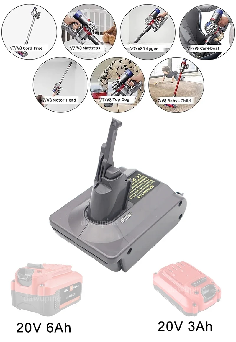 Elektrowerkzeuge Lithium-Batterie-Adapter-Konverter für Einhell für Ryobi für Craftsman 18 V Akku für Dyson V7 V8 Staubsauger – Detail 21