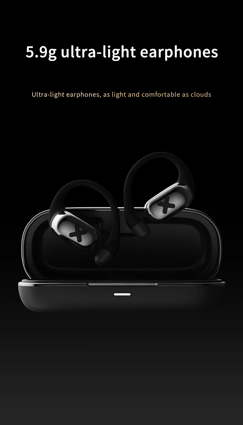 DMOOSTER D55 OWS Open Earless Bluetooth Earphones True Wireless Two Ear Sports Running Hanging Ear Style Name Change Digital Dis