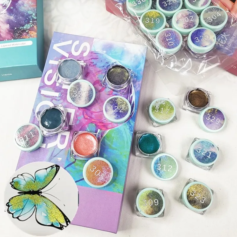 

Pearl Chameleon 2ml Wet Pack Precipitation Color Mica Layered Watercolor Paint Artist Grade Art Watercolor Painting Supplies