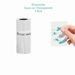 Compact Thermal Printer with Self-Adhesive Paper - Portable for Home, Office, Study, and Work (1 Roll Cyan On Clear)