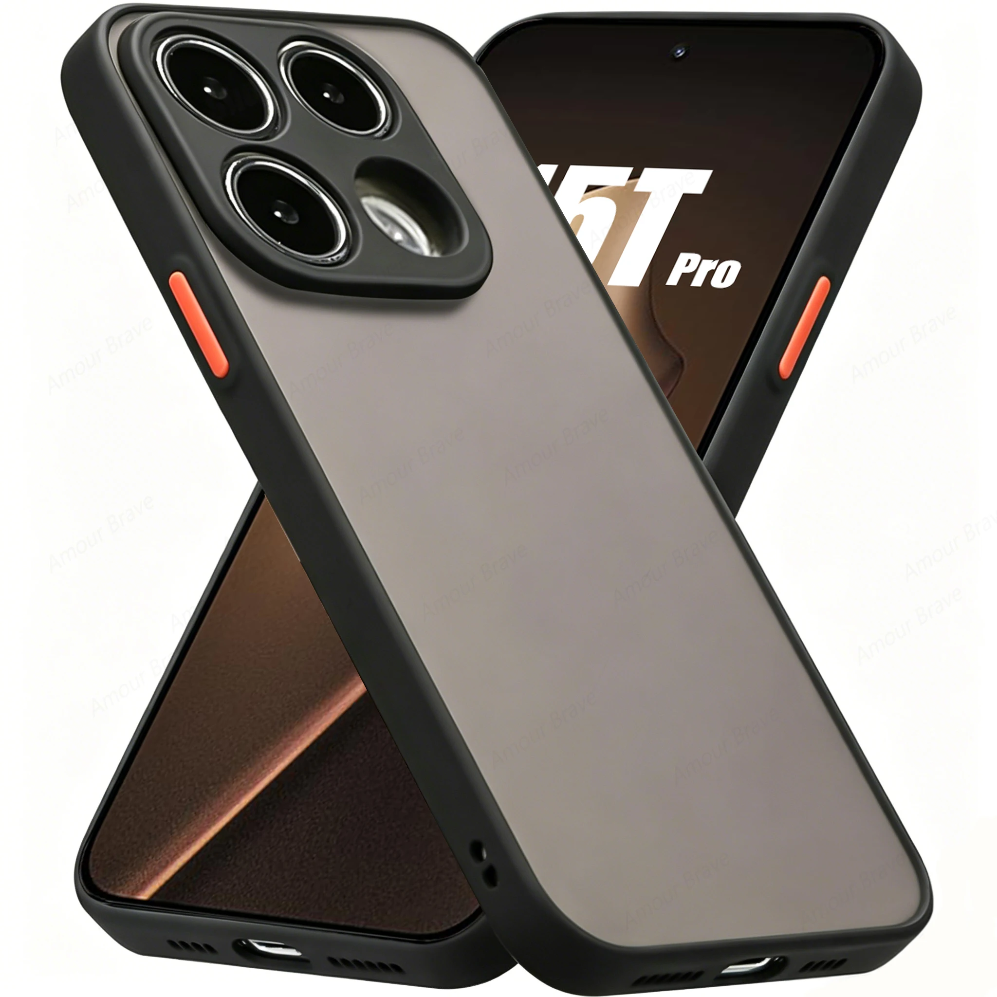 Shockproof Armor Silicone Matte Case with Lens Protector
