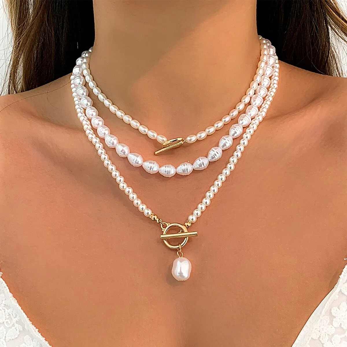 ネックレス・ペンダント VINTAGE HOLLYWOOD Bumpy Heart Necklace BMR661 Gold-Tone Heart Cubic Zirconia CZ Layered Toggle Necklace