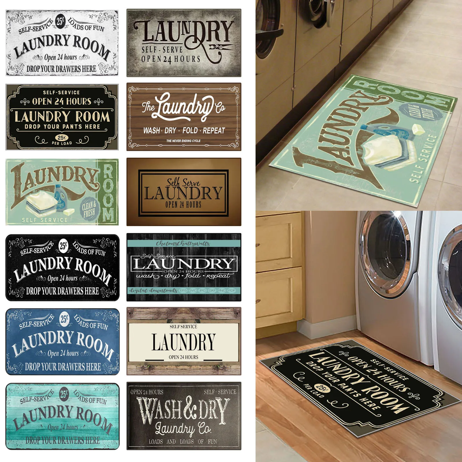 Laundry Room Carpet Home Entrance Door Mat Anti slip Kitchen Floor Mats