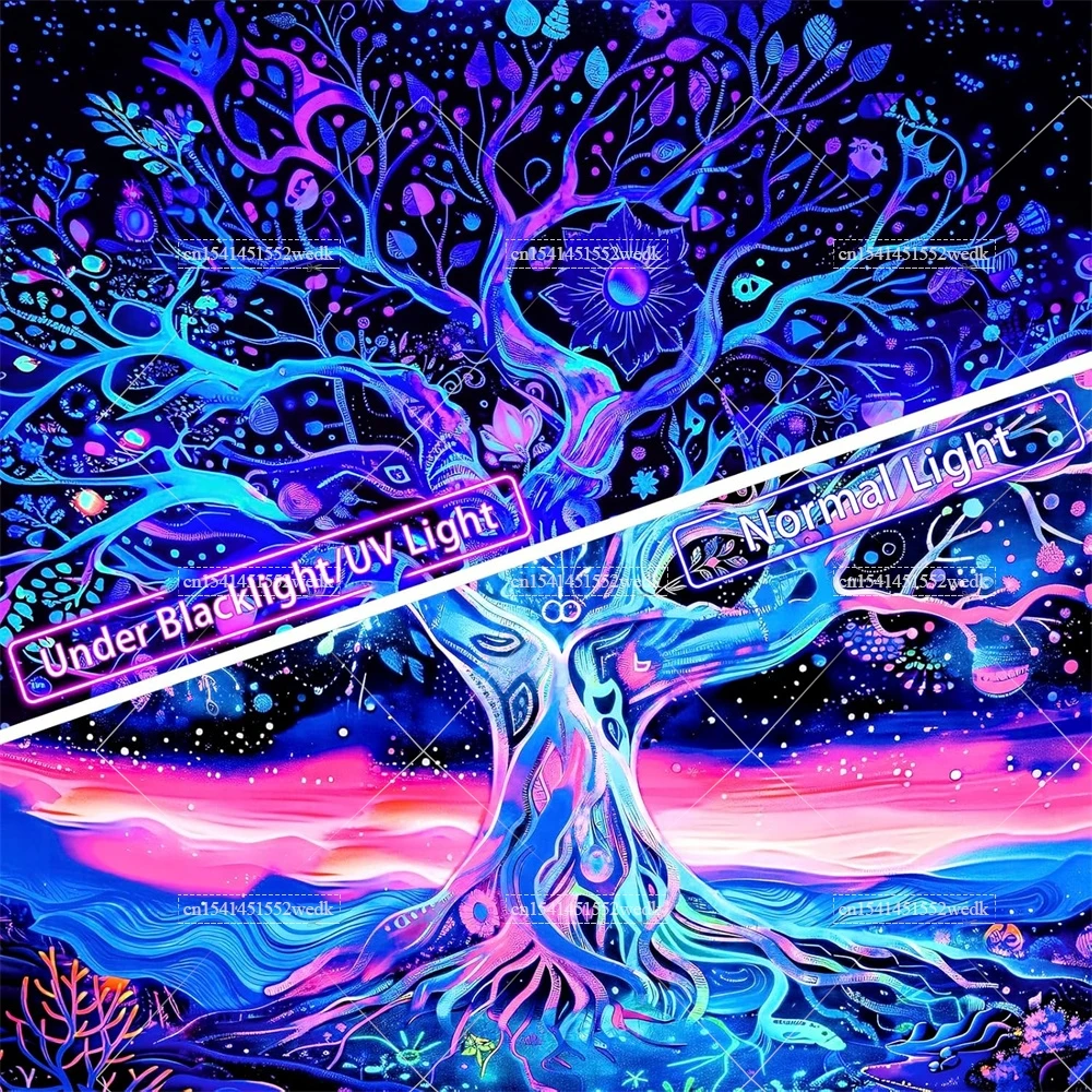 生命の木　タペストリー　ブラックライト対応 Amazon.co.jp: OSVINO ブラックライト 命の木 タペストリー