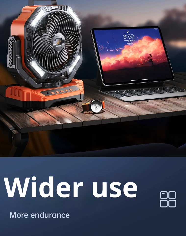 D13 屋外ファンライト 40000 mAh USB 充電 22.5 ワット急速充電 C 強風