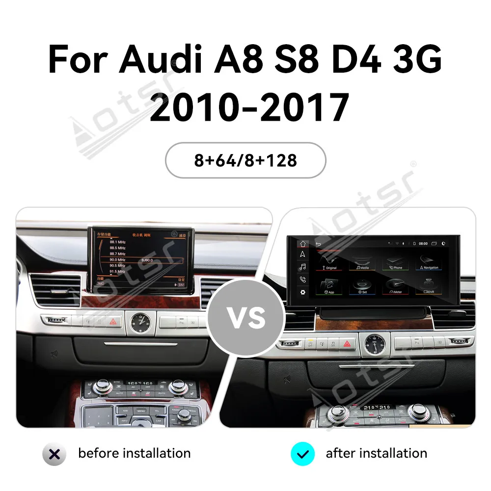 Per Audi A8 S8 D4 3G 2010 - 2017 Navigazione GPS per auto da 12,3 "con CarPlay, sistema di informazioni multimediali Android Auto - Image 4