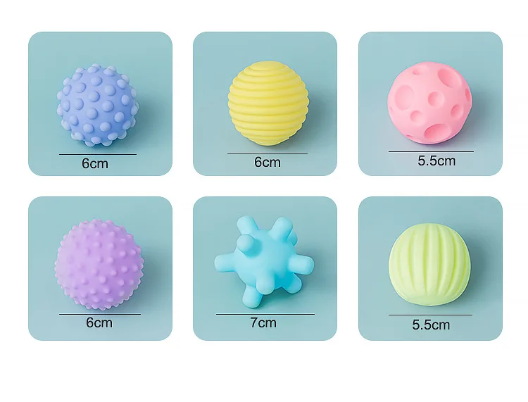 Textured Balls 6pcs Multi Ball Set Develop baby Tactile Senses Toy kids Touch Hand Ball Toys Baby Training Massage Soft