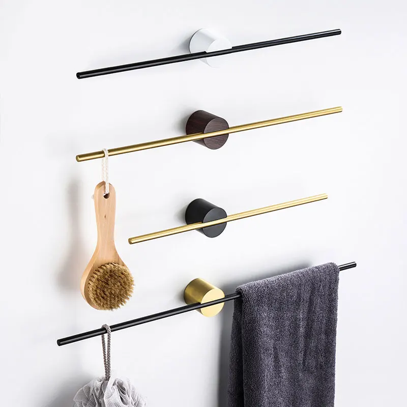 40/50cm Movable Towel Rack Towel Hanger Bath Holder Wall Bar Space Aluminum Bathroom Shelf Kitchen Storage Rack