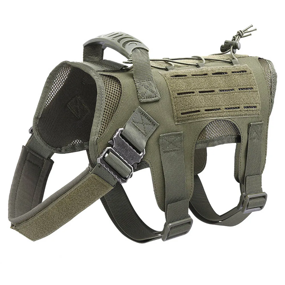 Tactical Dog Harness Pet Training Vest With Bags Military Dog Harness Leash Set Service Dog Vest Safety Lead Walking