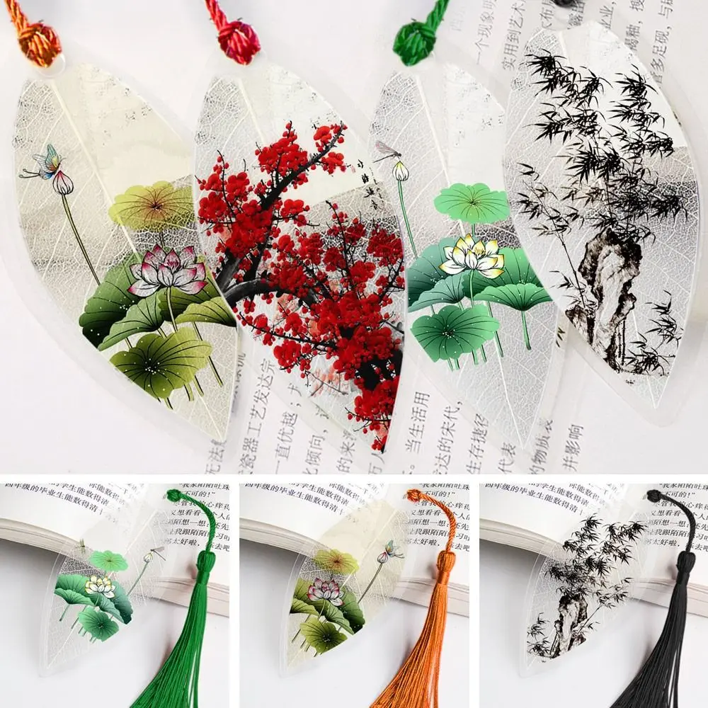 

Create Stationery Chinese Archaic Landscape Painting Bookmarks Pretty Aesthetic Leaf Vein Bookmark Gift Friends Students School