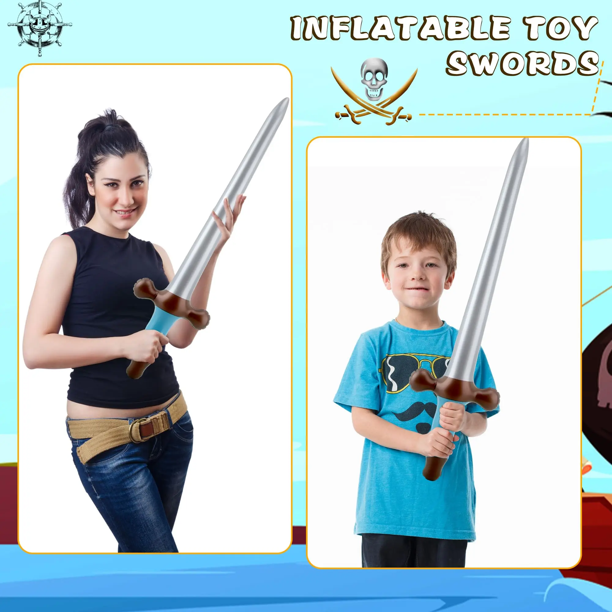 Inflatable Sword Inflatable Pirate Sword Pirate Theme Party Favor for Birthday SwimPool Party Cosplay Costume Accessorie,24 Inch 3
