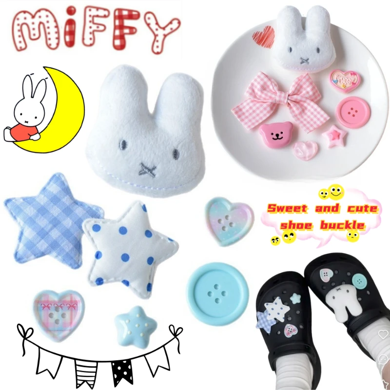 Miffy Kaninchen Anime Zweidimensionale Hausschuhe mit Abnehmbarer Dekorativer Schnalle Hochwertige Mädchen-Herz-DIY-Schuhe Geschenk Großhandel