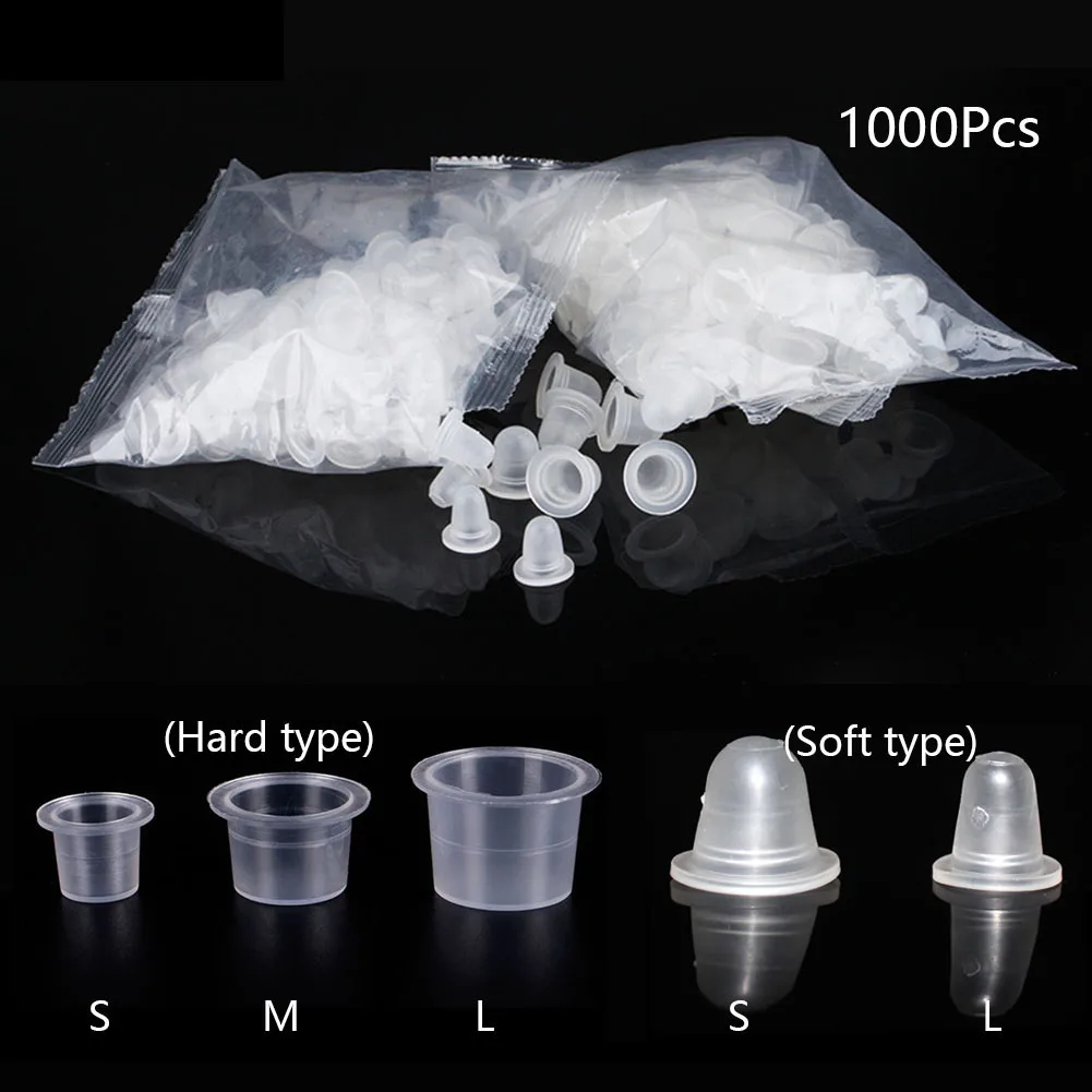 Wholesale 1000Pcs Disposable Tattoo Ink Cups Makeup Pigment Container Holder Caps Plastic & Silicone Pot Tattoo Supplies 5 Sizes 0 5 3 2ml plastic empty watercolor paint pans artists painters pigment box paint case art palette supplies watercolor storage