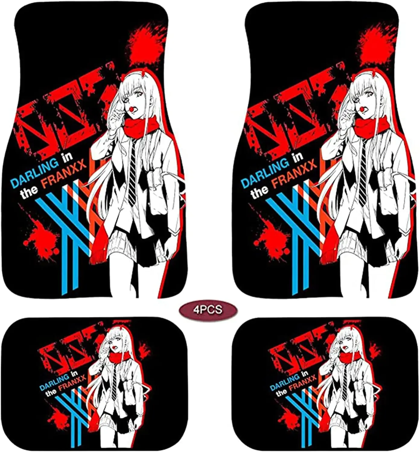 

Darling in The franxx Zero Two Anime All-Weather Anti-Slip Floor Mats Rubber Car Floor Mats Heavy Dust Durable Foot Carpets Cush