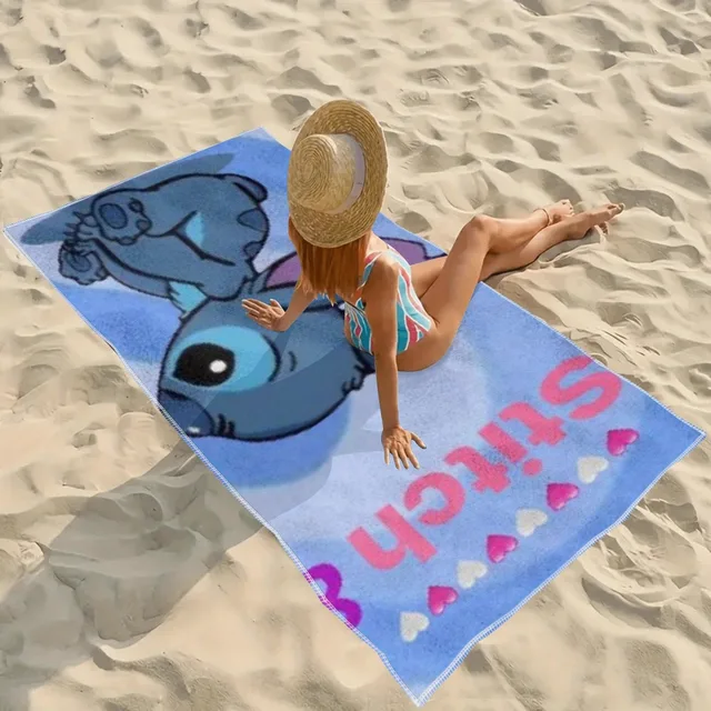 Stitch & Angel Beach Towels: Colorful Cartoon Prints for Summer Fun! Suitable for beach towels, towels, bath towels 2