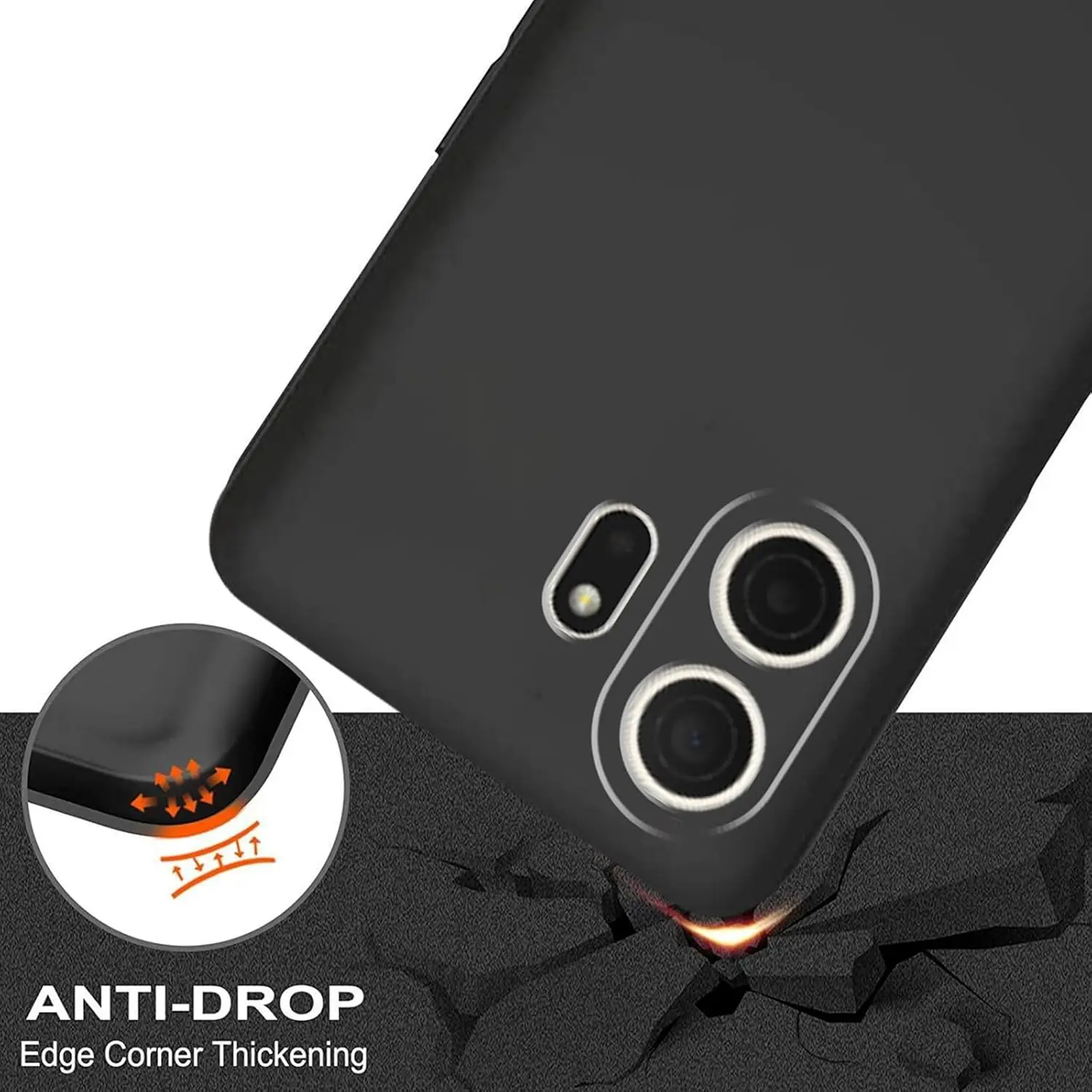 Black Matte Shockproof Case with Ring Holder and Kickstand