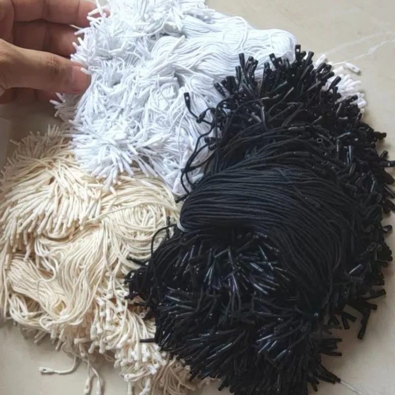 1000PCS 8 inches Cotton Tag Strings Hang Tags cords Garment Snap Lock Pin Loop Tie Fasteners
