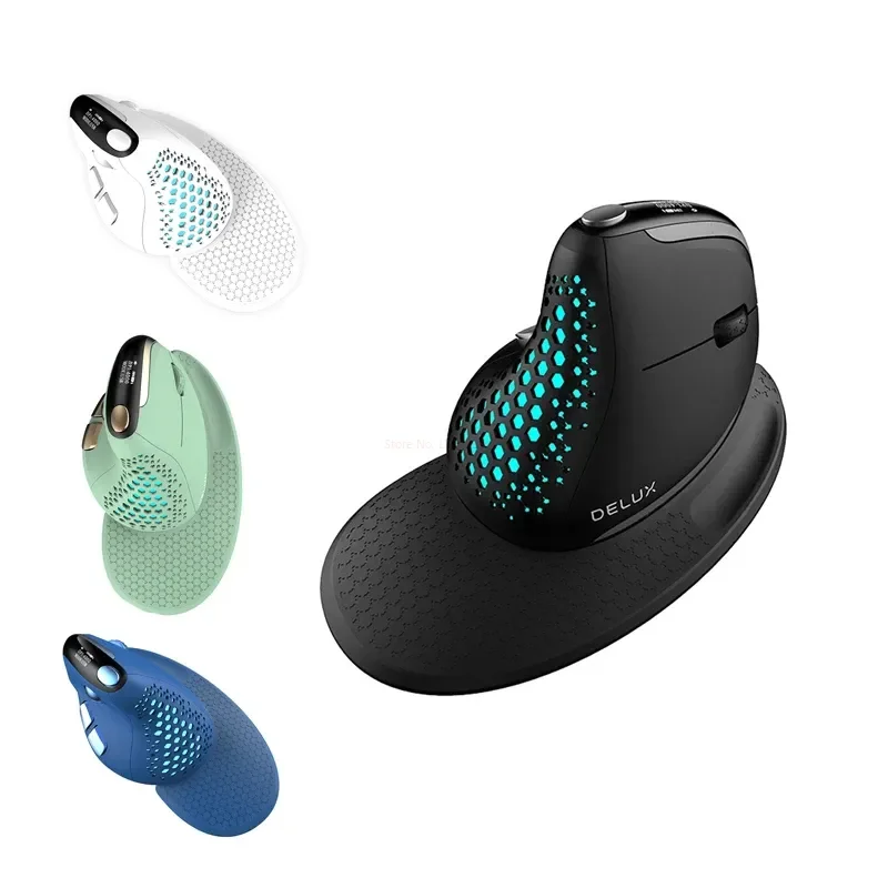 

Wireless Bluetooth Delux M618xsd Seeker Ergonomic Vertical Mouse With Oled Screen 4000dpi Rechargeable Cover For Computer Office