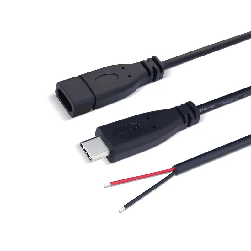 Customizable USB-C Cable with Open Ends - 0.3m, 1m, 2m Lengths Available