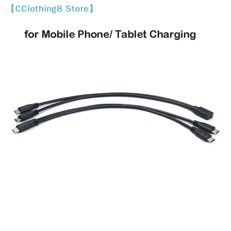 USB C 케이블 분배기 타입 C 1-2 연장 케이블 PC, 휴대폰, 태블릿용 15W 3A 전원 어댑터 코드 충전 컨버터 【AliS8】