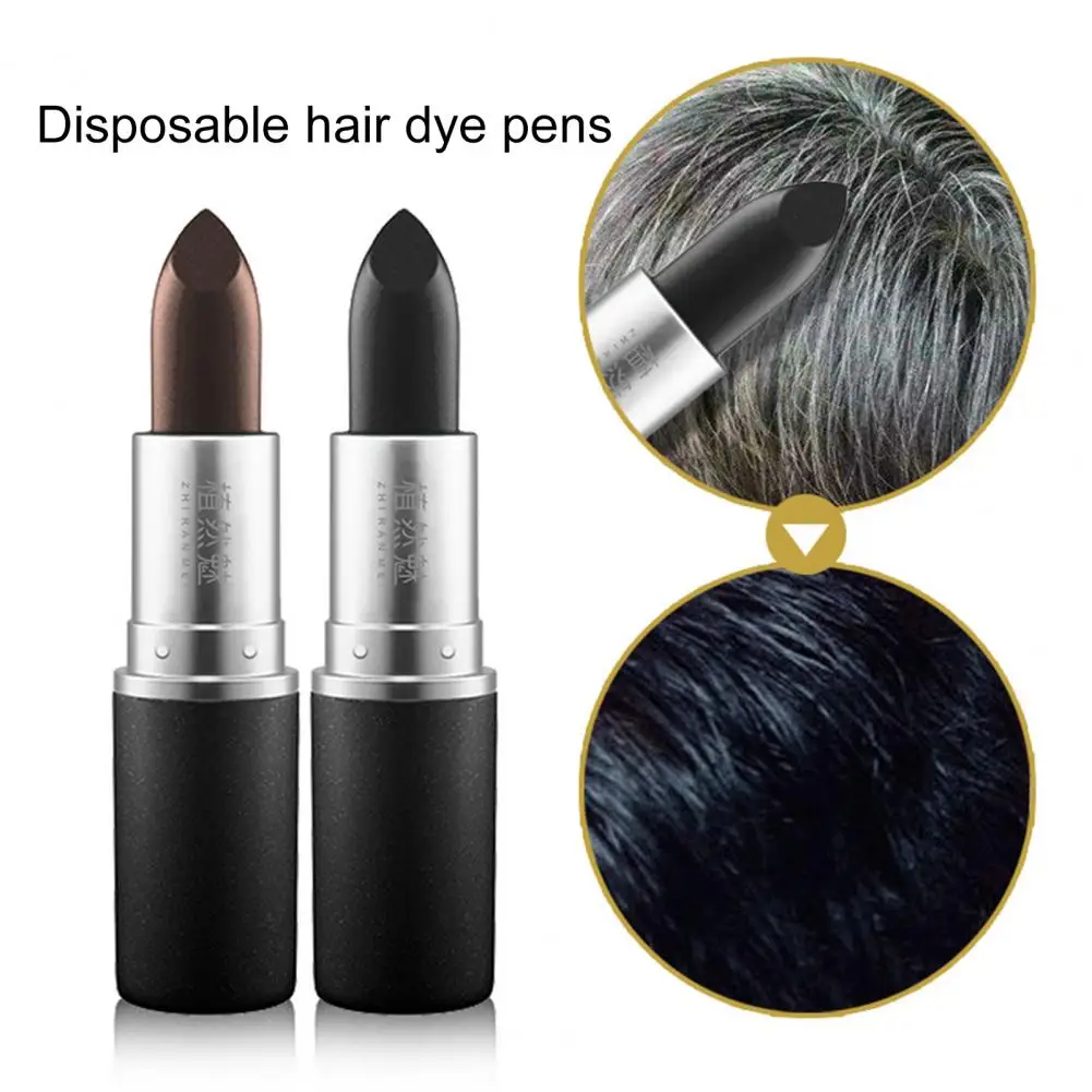 

4.8 Hair Color Stick Long Lasting Fast Staining Washable High Saturation Cover Gray Hair Lipstick Shape Disposable Hair Dye Pen